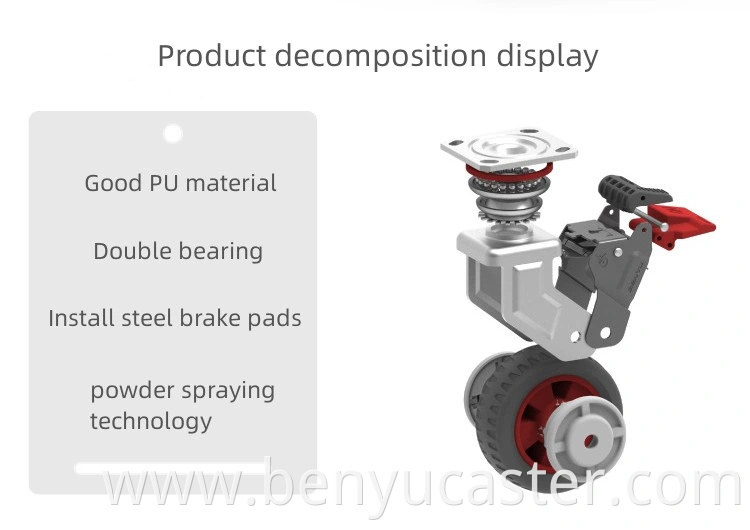 Brake&Fixed Caster Wheel with PU From 3inch to 5inch with Low Noise